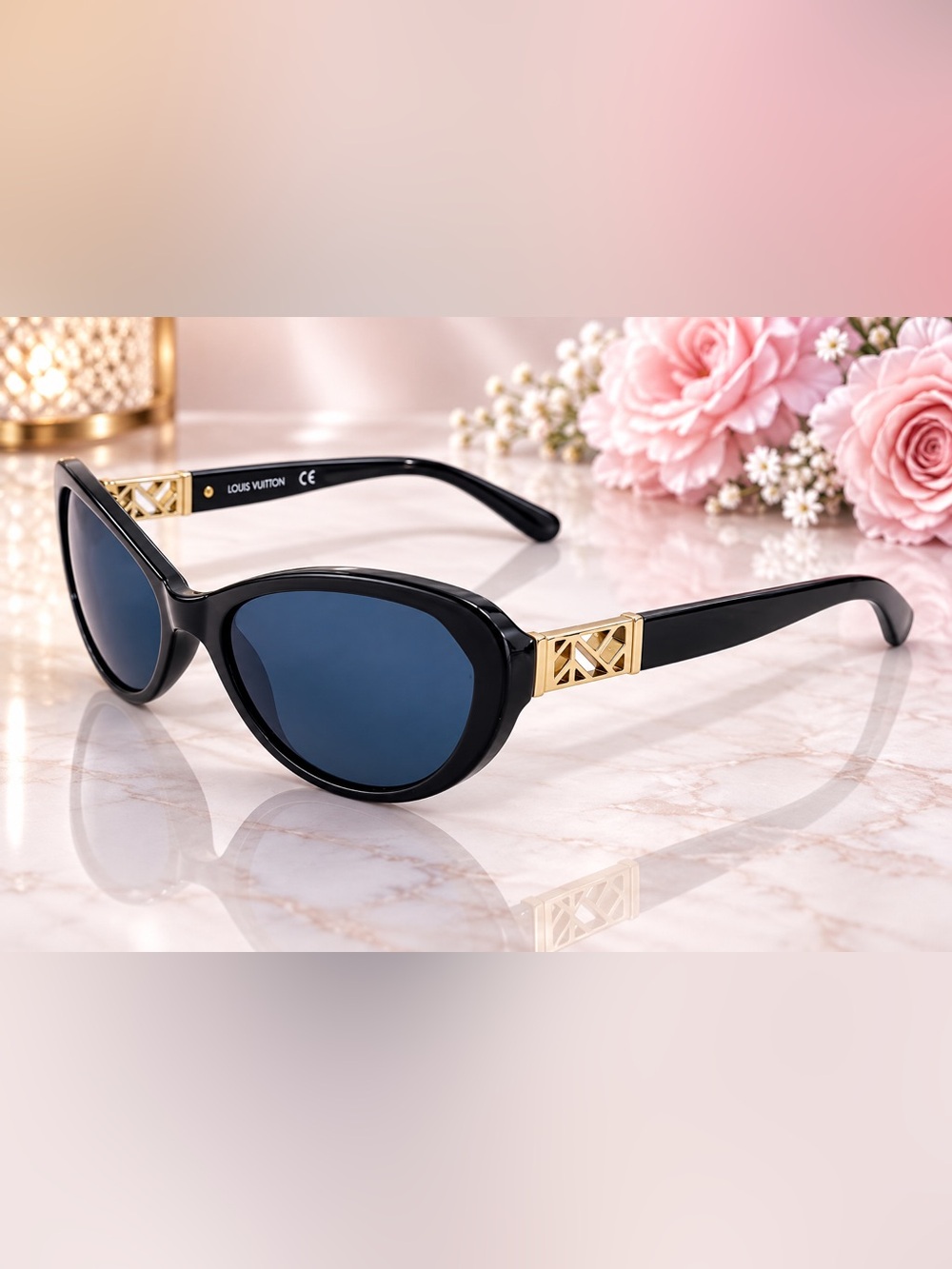 Tory Burch TY 9030 designer  Cat eye Black Sunglasses with Gold Accents